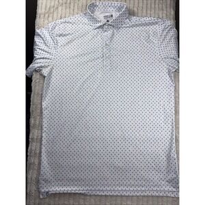 Johnnie-O Mens Medium Performance SPF 50 Floral AOP Golf Polo Shirt S/S Logo EUC